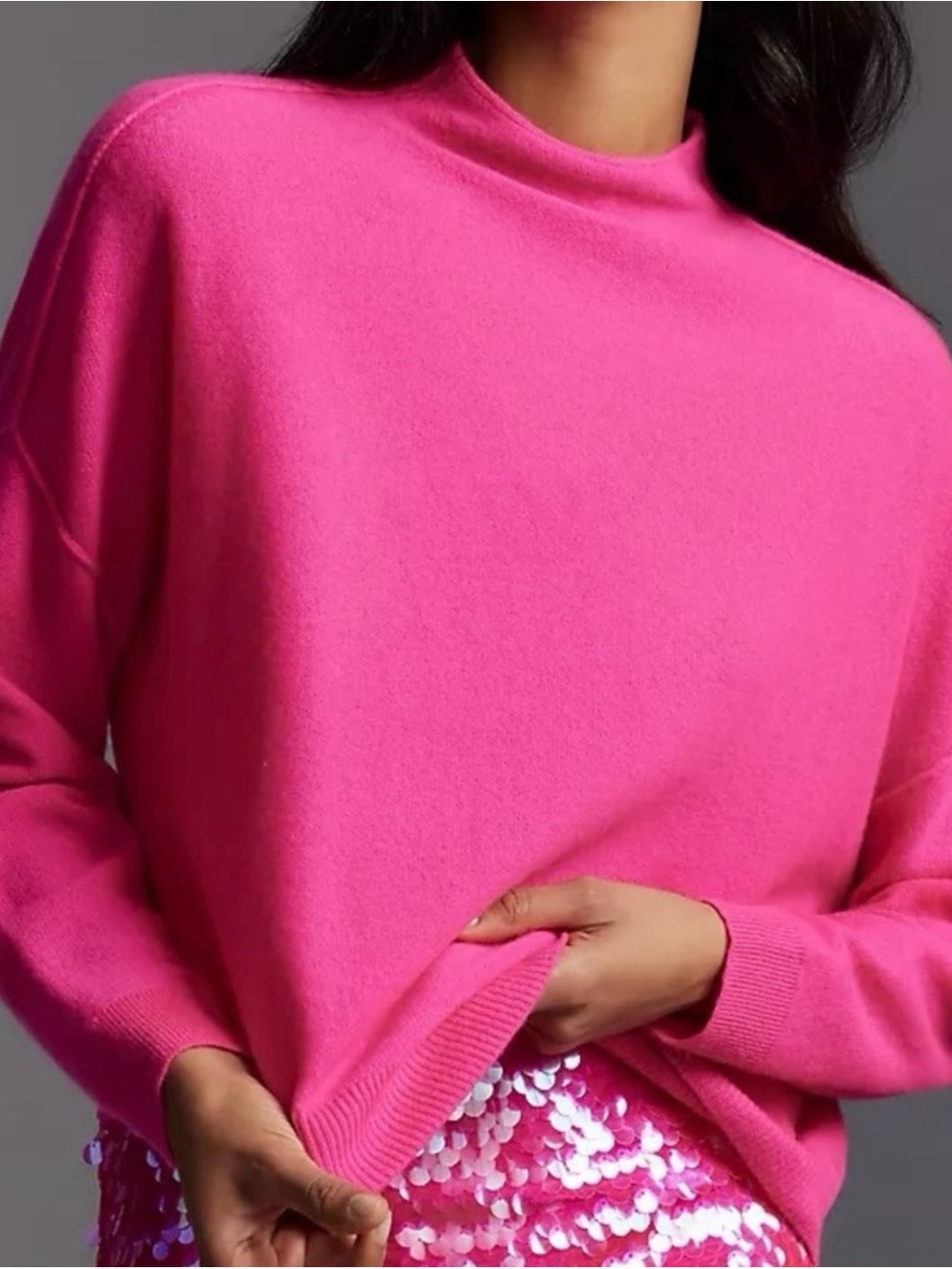 Alani 100% Cashmere Mock-Neck Sweater by Pilcro in Pink